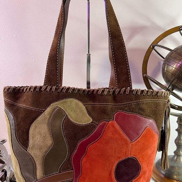 Coach Vintage Poppy For Peace Suede Tote Limited Edition - Picture 2 of 15